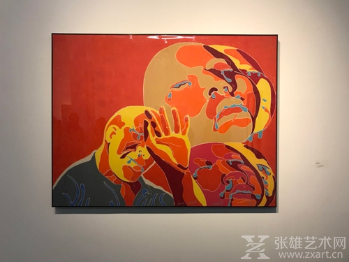 方力钧 ，122x163cm，木刻版画，2015年