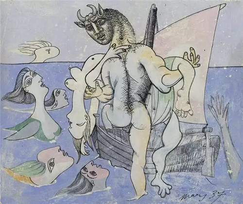  毕加索，《斗牛怪于一艘船上拯救一位女性》，1937，图片来源：Guardian