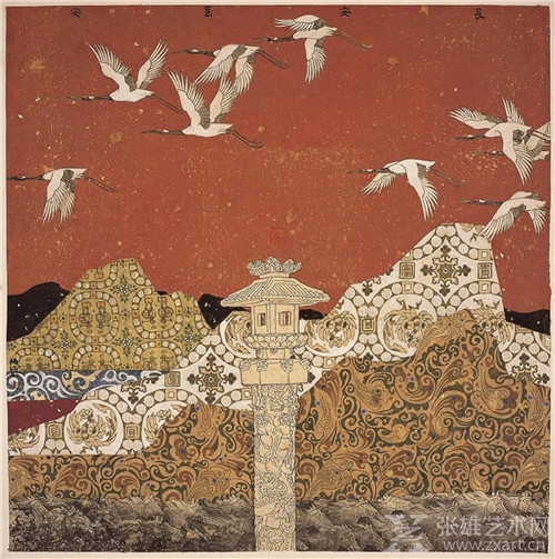 《锦绣文章系列》20-1 长安  77cm×77cm  2002年  工笔重彩