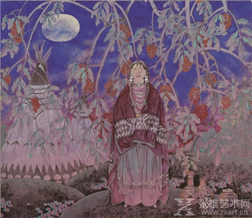 印地安女  60×68cm   纸本工笔   1994年  陈孟昕
