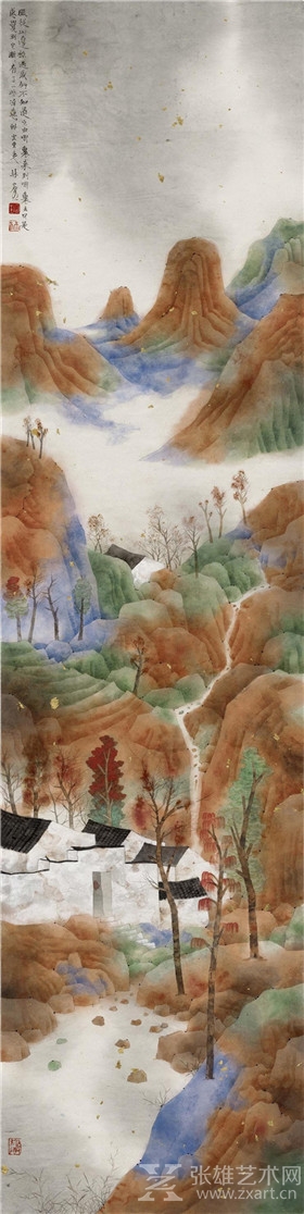   处暑  136×34cm  纸本重彩  2013年  林容生