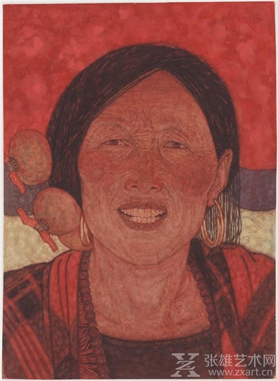 藏族妇女   58.5×42cm  纸本工笔  2015年  李传真