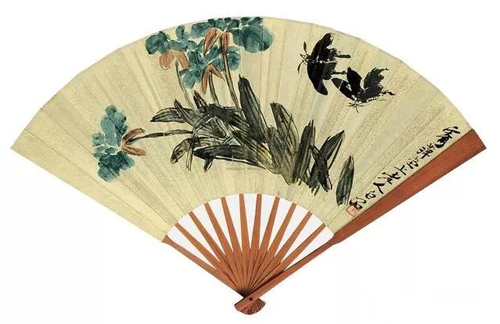 齐白石 《兰花双蝶》成扇 2011年香港蘇富比拍出482万港元