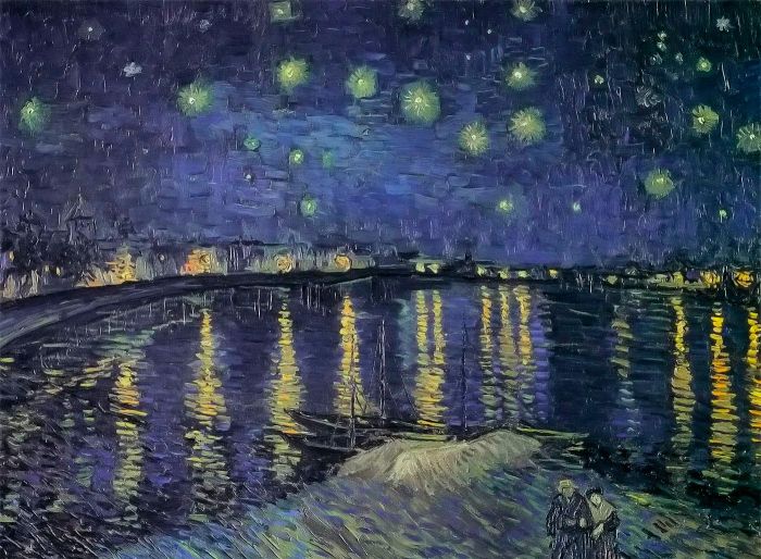 罗纳河上的星夜(星空) 荷兰 梵高 油画 奥塞美术馆 1888