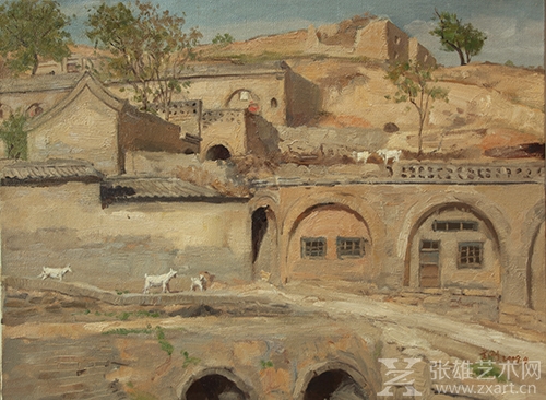 师家沟  布面油画  45x60cm