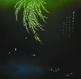   林翰冰鱼骨画作品《二月春风似剪刀》