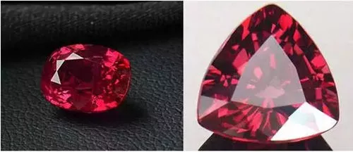   红宝石（左）与尖晶石（右），从外表上看，真是太难区分了！
