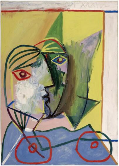巴布罗‧毕加索《黄色背景的女性头像》 油彩画布 1934年作 65 x 46公分