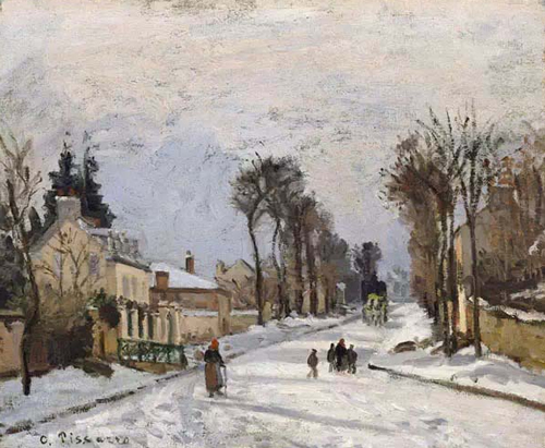 毕沙罗,《卢弗申通往凡尔赛的路（雪景）》，1869 年