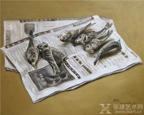 《有鱼干的静物》布面油画50X40cm