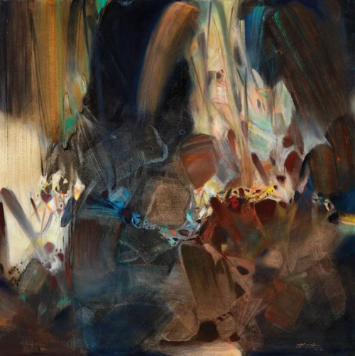 朱德群 (法国/中国，1920-2014) 《岩晶的挺现》 油彩 画布