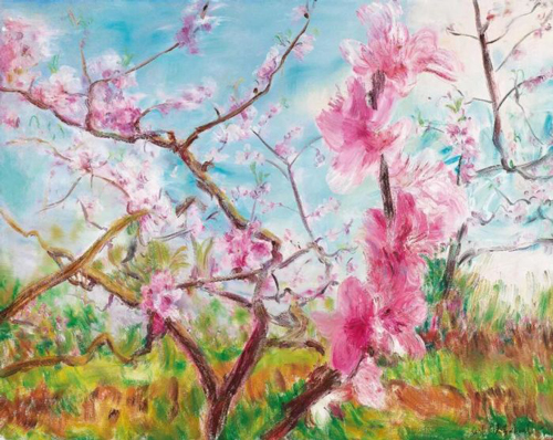 周春芽 (中国，1955年生) 《桃花系列》 油彩 画布
