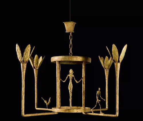 女子、男子及小鸟吊灯 作者：阿尔伯托·贾柯梅蒂 约1949年构思，1952年青铜铸造 1版3件 估价：600万至800万英镑