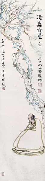 德寿无量　 136×34 cm　纸本设色　1995年
