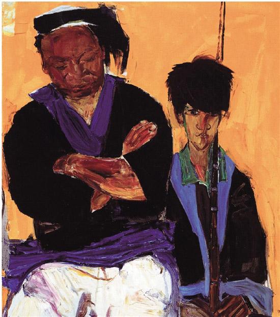   戴士和 瑶王父子 80×70cm油画 2013年