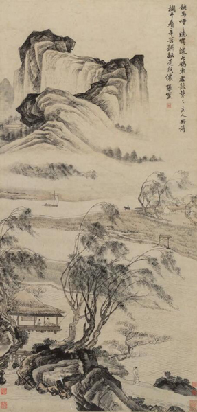 张灵《看耕图》 水墨纸本  立轴 估价：160,000-220,000美元
