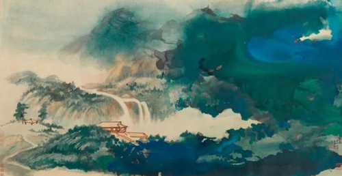 张大千《巻去青霭望水天》 设色纸本  横批 估价：1,200,000-1,800,000美元