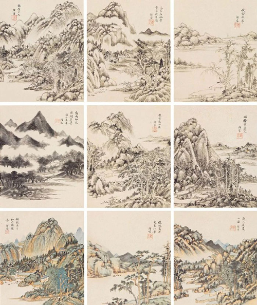 清 王时敏《仿古山水》册页 以估价待询上拍 成交价1.42 亿人民币 北京宝瑞盈春拍