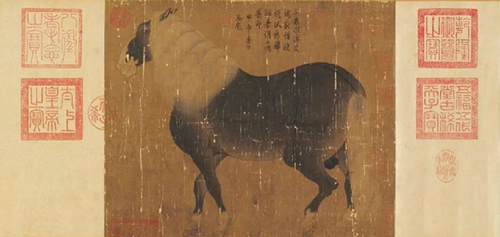 唐 韩幹《马性图》卷 藤田美术馆旧藏 预估价50 万～ 70 万美元 成交价1704.75 万美元(约1.179 亿人民币) 纽约佳士得春拍
