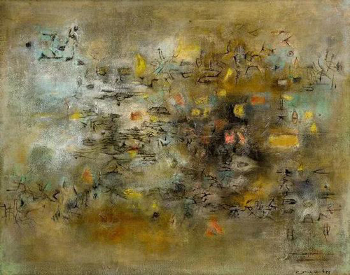 赵无极《晴空万里》 油画画布，1955年作，73x92公分 估价：15，000，000至25，000，000港元