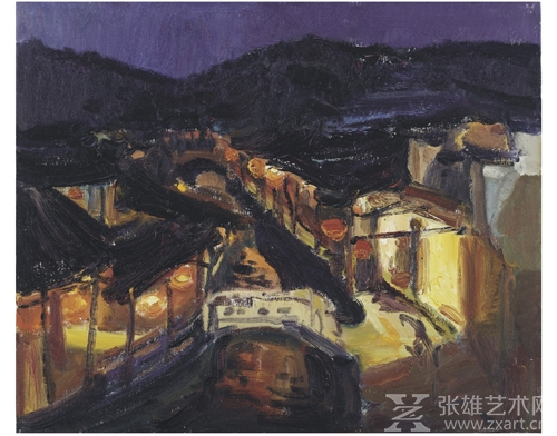 《下梅夜景》50X60cm 2009入选“可见之诗 — 第二届中国油画写生作品展”