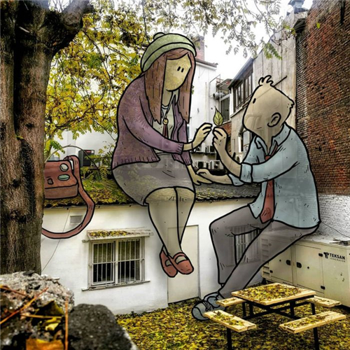 在他的街道插画里，我们都成了小矮人