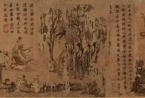 《历代绘画高清图库》 东晋 顾恺之 洛神赋图卷(第二卷)全卷绢本699x28 局部截图