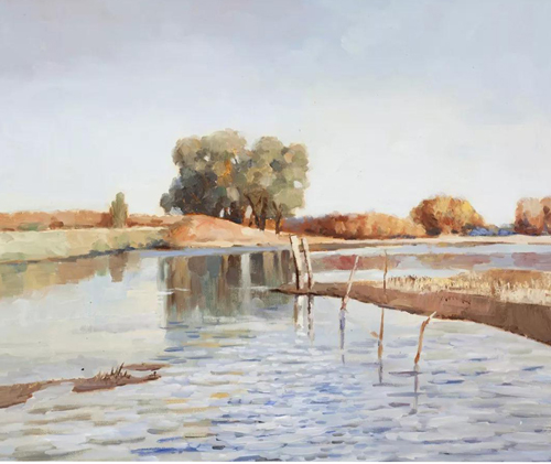 尼跃红  阿拉善的秋天 布面油画  60cm×70cm  20