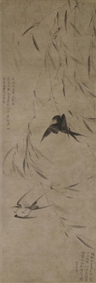 元代画家盛昌年晚岁神品——《柳燕图》