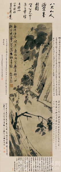 清 八大山人《海棠春秋图》154×55cm 安徽博物馆藏