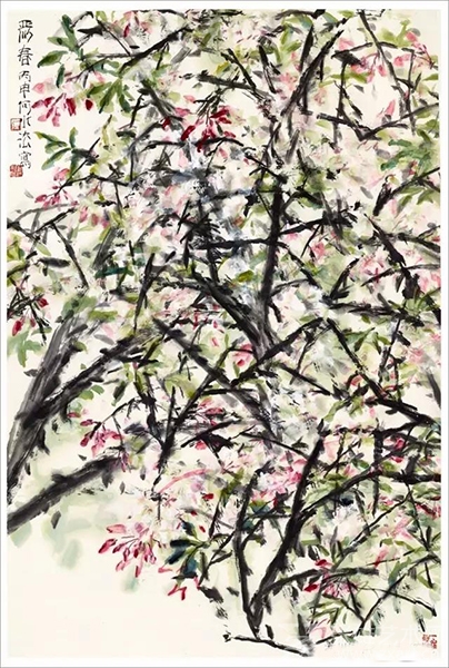何水法 春分（3月 20／21日）海棠 《丽春》  145×97cm  2016年
