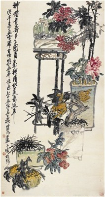 图2 吴昌硕1918年作《岁朝清供图》