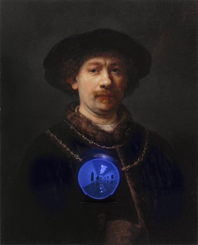   Jeff Koons, -Gazing Ball (Rembrandt Self-Portrait Wearing a Hat)-, 2015. Courtesy David Zwirner.