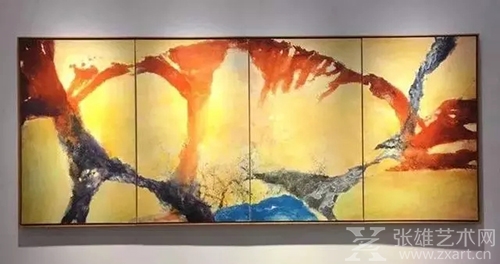 台湾耿画廊 赵无极四联屏巨幅作品《12.89-02.90》