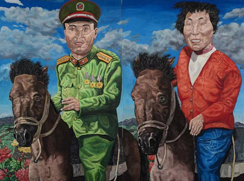 刘炜《革命家庭系列：云游时光》（双联作） 估价：15,000,000 - 20,000,000 港元 成交价：35,587,500 港元