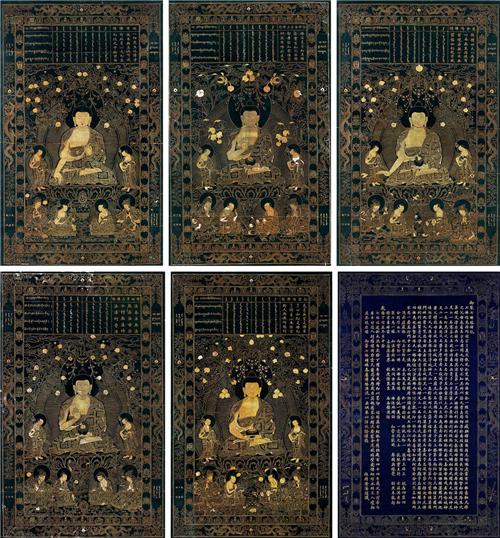 ▲ 古董板块Top1：清乾隆纸本墨彩描金七佛偈唐卡（六张）
