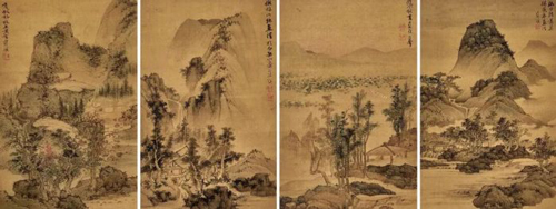 蓝瑛《仿古山水四屏》 成交价：HK$8,024,000