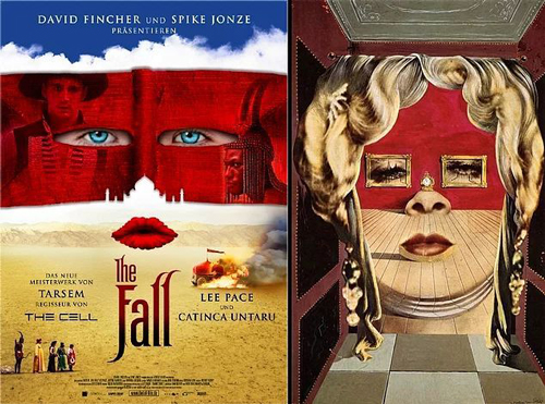 左：电影《坠入》海报 右：达利《梅·韦斯特的脸》