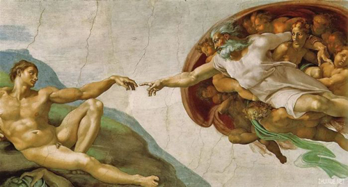 Sistine Chapel Ceiling: Creation of Adam，Michelangelo Buonarroti，1510