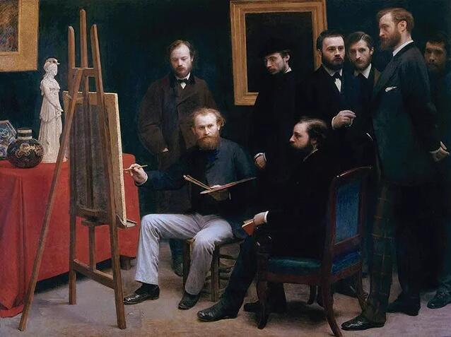   亨利·方汀·拉图尔（Henri Fantin-Latour）《巴迪侬画室》 1870年作 奥塞博物馆，巴黎