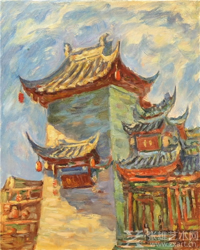 华怀晖作品《古堰桥头》
