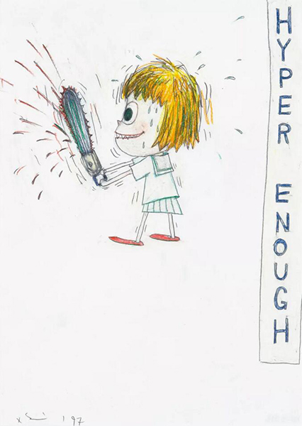 奈良美智（日本，1959年生） 《Hyper Enough》 铅笔 彩色铅笔 纸本 30 x 21 cm. 1997年作 估价：港元 300,000 - 400,000