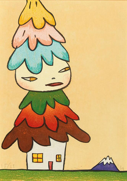 奈良美智（日本，1959年生） 《Mushroom House》 木版 版画 37.1 x 26 cm. 2014年作 版数：15/25 估价：港元 100,000 - 200,000