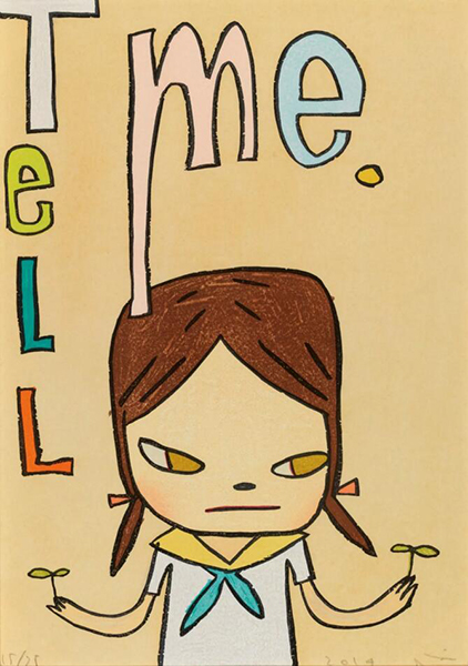 奈良美智（日本，1959年生） 《Tell Me》 木版 版画 37.1 x 26 cm. 2014年作