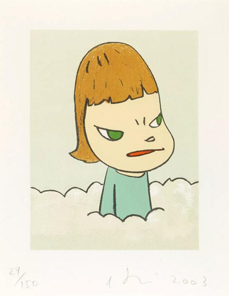 奈良美智（日本，1959年生） 《In the Cloud》 石版 版画 42 x 32 cm. 2003年作