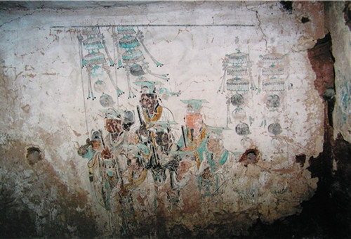 陕北横山塔湾大寺坬石窟壁画第四石窟东壁 朝元图