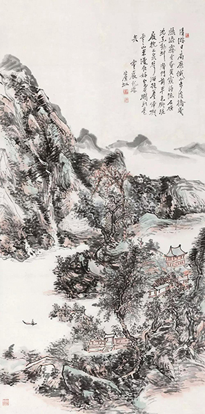 黄宾虹  灵岩纪游  137×68cm  设色纸本