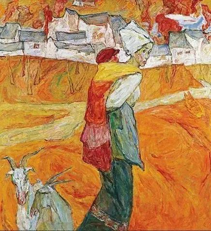 罗尔纯《傍水人家》 158x146cm，油画，1994年作