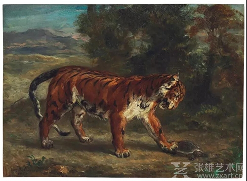 欧仁·德拉克罗瓦(1798 -1863) 《虎戏龟》 油彩 画布 45.1 x 62.2 cm 1862年作