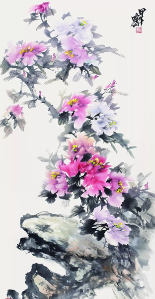 向阳《花鸟》136×68cm  2014年